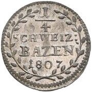 ¼ Batzen, Switzerland, 1807-1808 reverse image