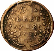 6 Kreuzer, Switzerland, 1725-1739 reverse image