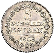 5 Batzens, Switzerland, 1808 reverse image
