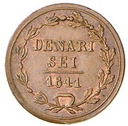 6 Denari, Switzerland, 1841 reverse image