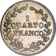 1 Quarto Franco, Switzerland, 1835 reverse image