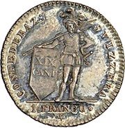 1 Franco, Switzerland, 1813 reverse image