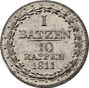 1 Batzen, Switzerland, 1811 reverse image