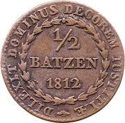 ½ Batzen, Switzerland, 1812 reverse image