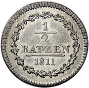 ½ Batzen, Switzerland, 1811 reverse image