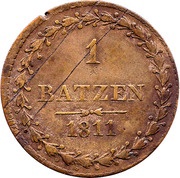 1 Batzen, Switzerland, 1811 reverse image