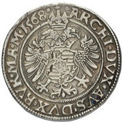 ½ Gulden/30 Kreuzer - Maximilian II Joachimsthal, Bohemia, 1565-1571 reverse image