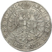 ½ Thaler - Matthias II Prague, Bohemia, 1613-1619 reverse image