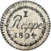 1 Rappen, Switzerland, 1804 reverse image