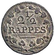 2½ Rappen, Switzerland, 1809 reverse image