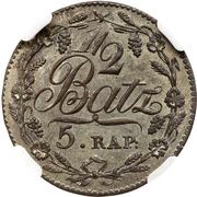 ½ Batzen / 5 Rappen, Switzerland, 1804-1819 reverse image