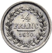 ¼ Franc, Switzerland, 1830 reverse image