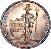 1 Franc, Switzerland, 1845 reverse image