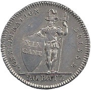 20 Batzen, Switzerland, 1810-1811 reverse image