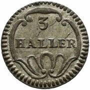 3 Haller, Switzerland, 1827-1841 reverse image