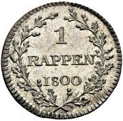1 Rappen Pattern, Switzerland, 1800 reverse image