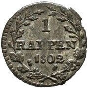 1 Rappen, Switzerland, 1800-1802 reverse image