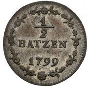 ½ Batzen / 5 Rappen, Switzerland, 1799-1803 reverse image