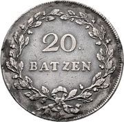 20 Batzen soldier looking left, Switzerland, 1798 reverse image