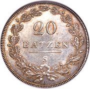 20 Batzen soldier looking right, Switzerland, 1798-1799 reverse image