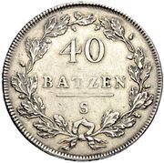 40 Batzen soldier looking left, Switzerland, 1798 reverse image