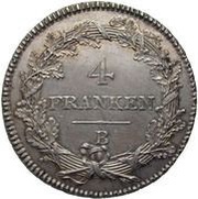 4 Franken tight wreath, Switzerland, 1799-1801 reverse image