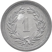1 Rappen Wreath; zinc reverse image