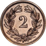 2 Rappen Wreath; bronze; light type reverse image