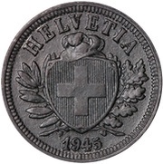 2 Rappen Wreath; zinc obverse image
