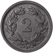 2 Rappen Wreath; zinc reverse image
