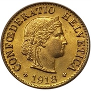 5 Rappen Libertas; brass obverse image