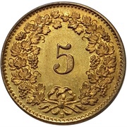 5 Rappen Libertas; brass reverse image