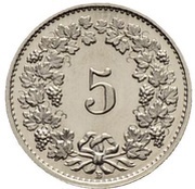 5 Rappen Libertas; nickel reverse image
