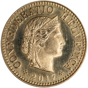5 Rappen Libertas; aluminium-bronze obverse image