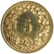 5 Rappen Libertas; aluminium-bronze reverse image