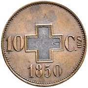 10 Rappen, Switzerland, 1850 reverse image