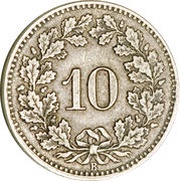 10 Rappen Coat of arms, Switzerland, 1850-1876 reverse image