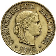 10 Rappen Libertas; brass obverse image