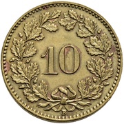 10 Rappen Libertas; brass reverse image