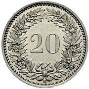 20 Rappen Durussel pattern; nickel reverse image