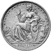 20 Rappen Helvetia; billon; pattern obverse image