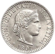 20 Rappen Libertas; nickel obverse image