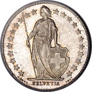 ½ Franc Helvetia standing; silver obverse image