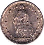 ½ Franc Helvetia standing; copper-nickel obverse image
