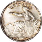 1 Franc Helvetia seated; 90% silver obverse image