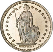 1 Franc Helvetia standing; silver obverse image