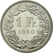 1 Franc Helvetia standing; copper-nickel reverse image