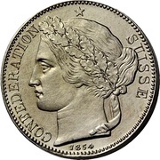 2 Francs Silver; piedfort; pattern obverse image