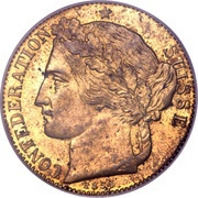 2 Francs Brass; pattern obverse image