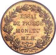 2 Francs Brass; pattern reverse image